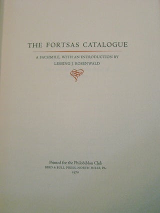 The Fortsas Catalogue, A Facsimile, With an introduction