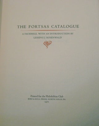 The Fortsas Catalogue, A Facsimile, With an introduction