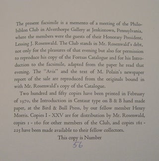 The Fortsas Catalogue, A Facsimile, With an introduction