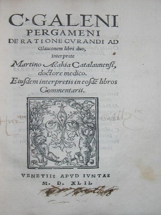 De Ratione Curandi ad Glauconem Libri Duo, Interprete Martino Akakia Catalaunensi...