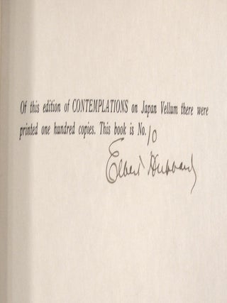 Contemplations, Being Several Short Essays, Helpful Sermonettes, Epigrams and Graphic Sayings Selected from the Writings of Elbert Hubbard (Signed )