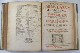 Conspectus Therapiae Generalis, Cum Notis in Materiam Medicam, Tabulis XX, Methodo Stahliana Conscriptus a D. Ioanne Iunckero; & Conspectus Formularum Medicarum....