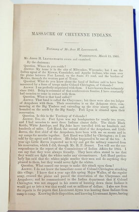 Massacre of Cheyenne Indians: Testimony of Mr. Jesse H. Leavenworth; Report of the Secretary of War