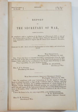 Massacre of Cheyenne Indians: Testimony of Mr. Jesse H. Leavenworth; Report of the Secretary of War