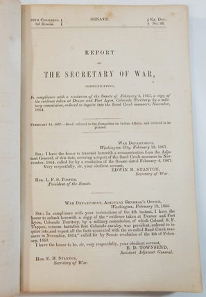 Massacre of Cheyenne Indians: Testimony of Mr. Jesse H. Leavenworth; Report of the Secretary of War