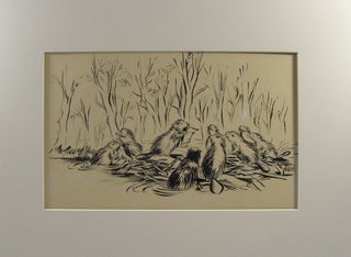 Item #18829 Ink Sketch of Beavers from an Unidentified Children's Book. Original Art
