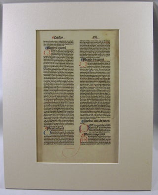Item #18916 (Printed Leaf) Summa Universae Theologiae. Alexander de Hales, Alexander Alensis