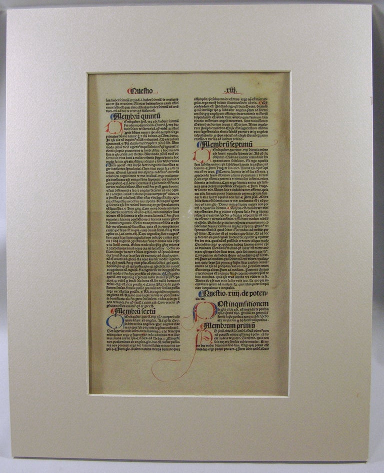 Item #18916 (Printed Leaf) Summa Universae Theologiae. Alexander de Hales, Alexander Alensis.