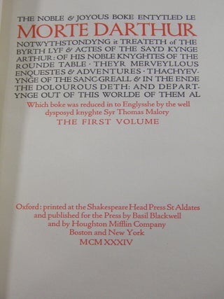 The Noble & Joyous Boke Entytled le Morte Darthur...