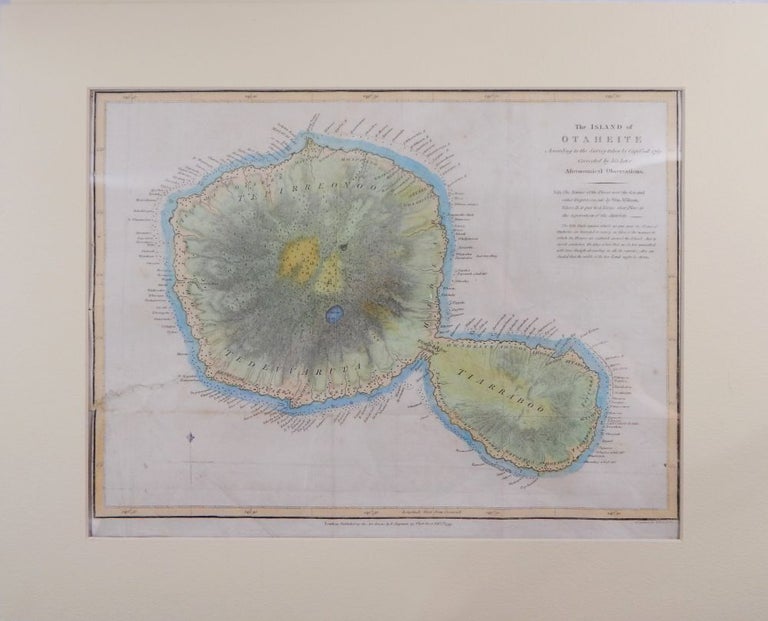 Item #19378 The Island of Otaheite, According to the Survey taken by Cap. Cook 1769. Corrected by his later Astronomical Observations. James Cook, Tahiti.