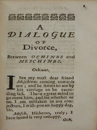 A Dialogue of Polygamy, Written Originally in Italian; A Dialogue of Divorce