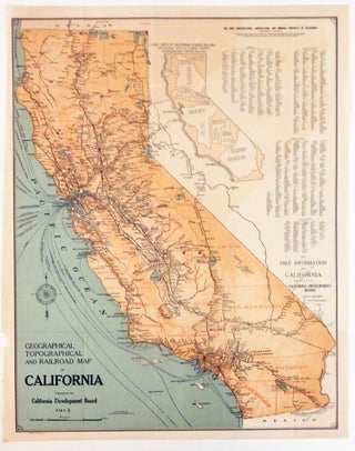 Item #21330 Geographical, Topographical and Railroad Map of California. Map of California