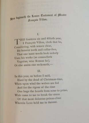 The Poems of Master Francois Villon of Paris, Now first done into English verse ... by John Payne ....