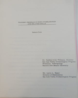 Final Report: San Juan Valley Archaeological Resource Development Program: 1978-9
