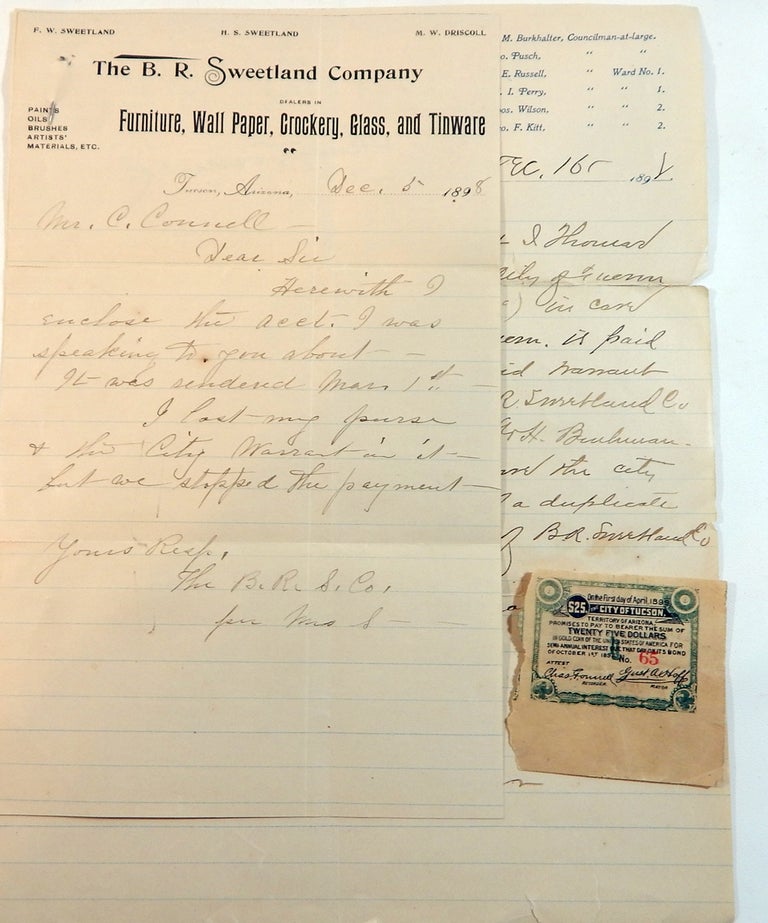 Item #23608 Document Signed: Arizona Territory. Captain Charles T. Connell.