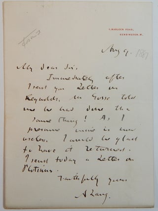 Item #23668 Autograph Letter, signed. Andrew Lang