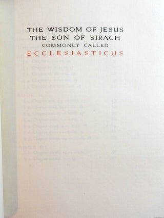 The Wisdom of Jesus, the Son of Sirach, commonly called Ecclesiasticus