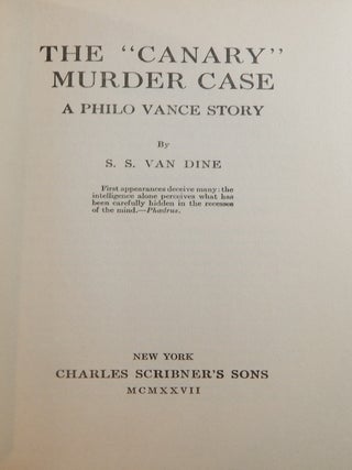 The "Canary" Murder Case: A Philo Vance Story