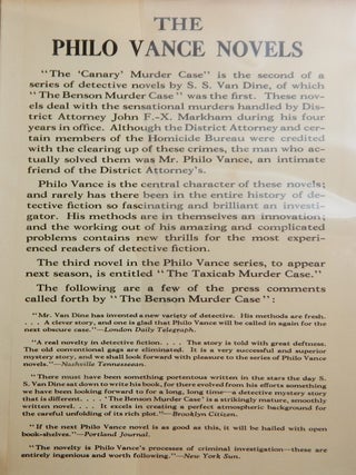 The "Canary" Murder Case: A Philo Vance Story
